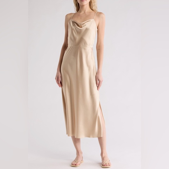 Vince Cowl Satin Midi Dress Size 8 B1817 - Picture 1 of 6